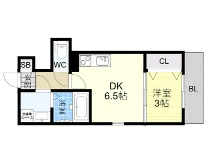 ココングランジュール芦屋西Ⅰ(1DK/1階)の間取り写真