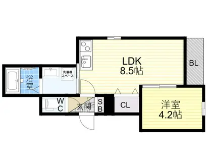 F ASECIA PHIX(1LDK/2階)の間取り写真