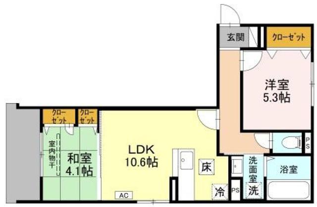 ヴェルデ天城(2LDK/1階)の間取り写真
