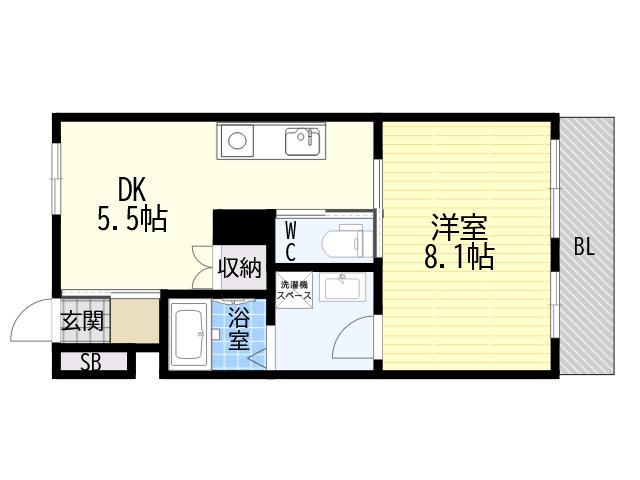 SORA住吉(1DK/1階)の間取り写真