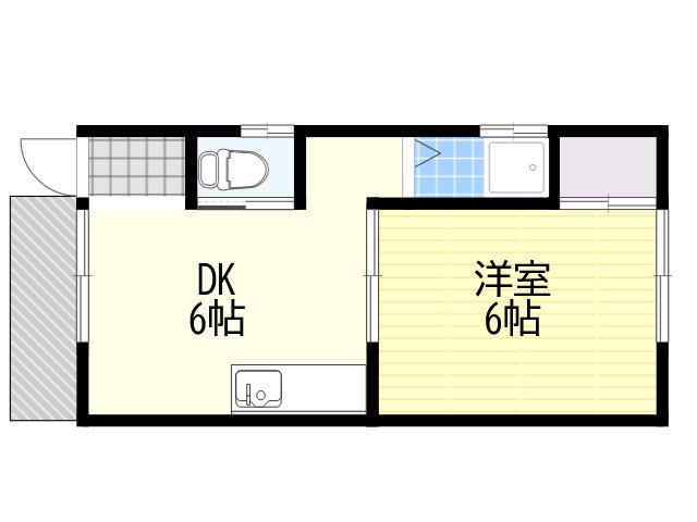 灘北キュービック(1DK/2階)の間取り写真