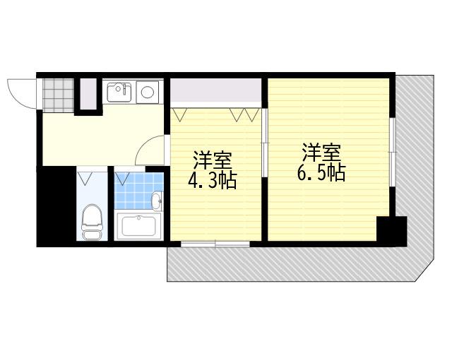 ダンディライオン東灘(2K/2階)の間取り写真