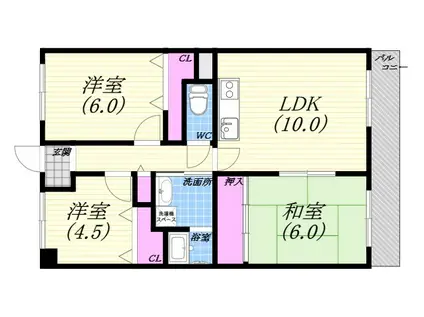 メゾン東山(3LDK/2階)の間取り写真
