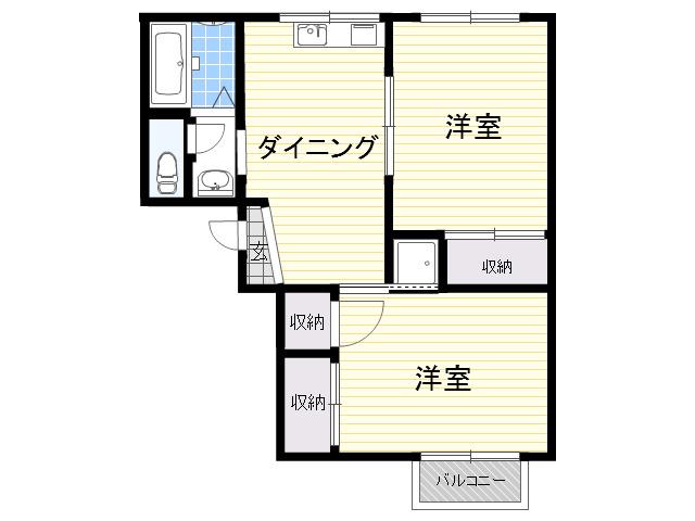 東生駒辻寮(2DK/1階)の間取り写真