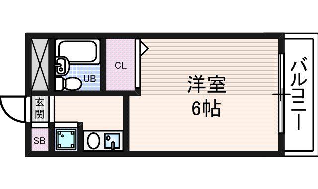 シティパレス富雄北(1K/2階)の間取り写真