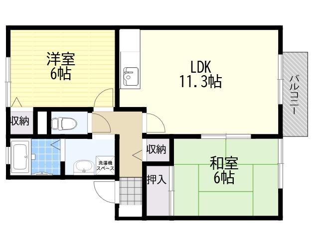 セジュール壱番館K(2LDK/2階)の間取り写真