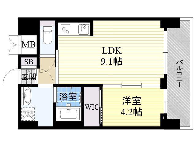 ノルデンタワー南森町プレミアム(1LDK/6階)の間取り写真