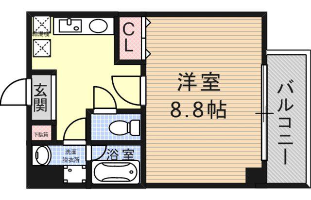 シンプルライフ新開地2(1K/10階)の間取り写真