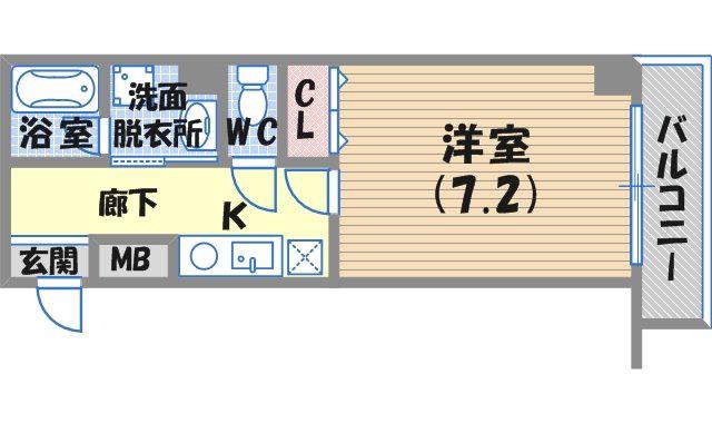 シンプルライフ新開地2(1K/7階)の間取り写真