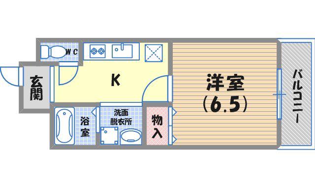神戸ハイツDAIRIN(1K/2階)の間取り写真