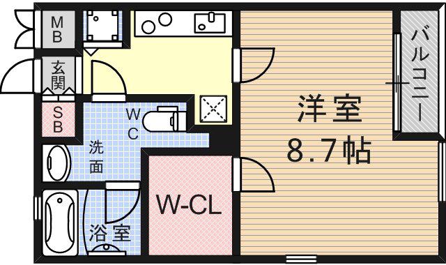 プラーフ会下山(1K/2階)の間取り写真