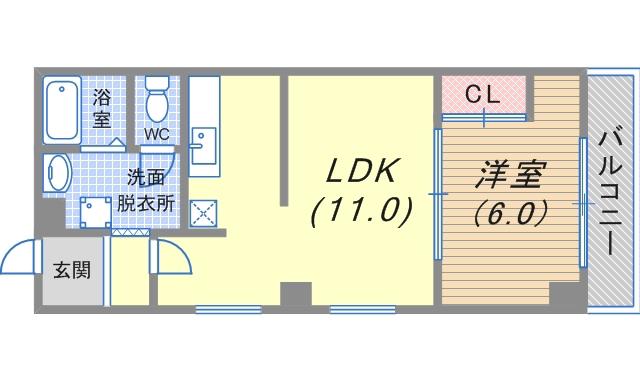 ハーモニーA(1LDK/4階)の間取り写真