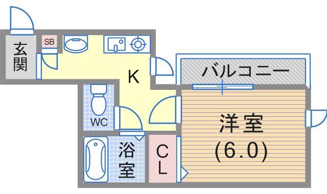 濱脇ハイツ(1K/2階)の間取り写真