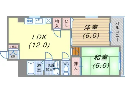ハイツ二井(2LDK/3階)の間取り写真
