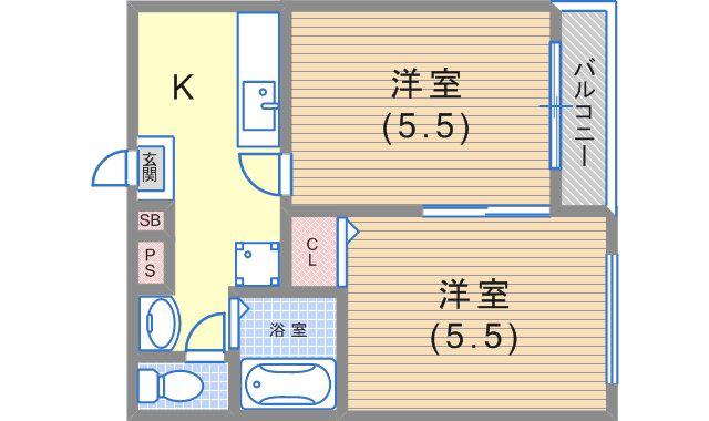 前田ハイツ(2K/1階)の間取り写真