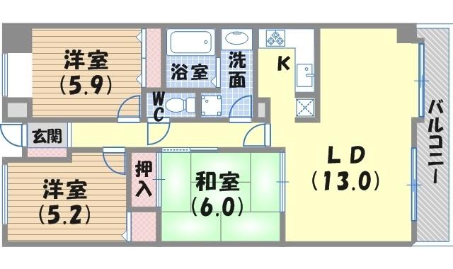 ルナガーデン(3LDK/1階)の間取り写真