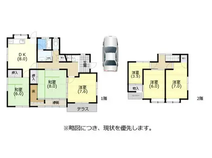 神戸市西神・山手線 名谷駅 徒歩17分 2階建 築42年(6DK)の間取り写真