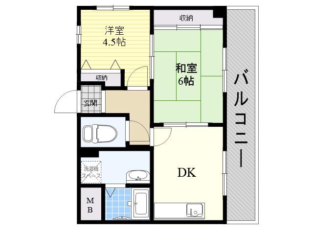 KOBE兵庫壱番館(2DK/5階)の間取り写真