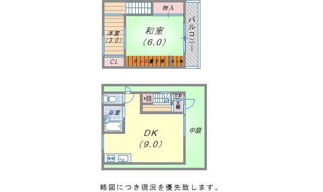 神戸高速東西線 高速長田駅 徒歩10分 2階建 築47年(2DK)の間取り写真