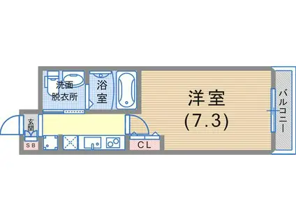 セレニテ神戸元町(1K/9階)の間取り写真