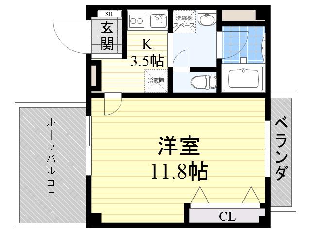 グラッチェ河昌(1K/4階)の間取り写真