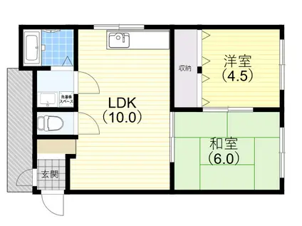 エクラシア鷹取(2LDK/2階)の間取り写真