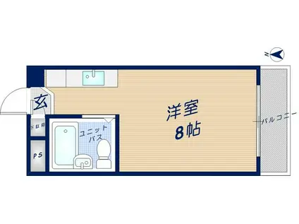 瓢箪山ハイツ(ワンルーム/3階)の間取り写真