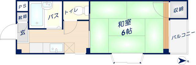 御幸町OKマンションA(1K/2階)の間取り写真