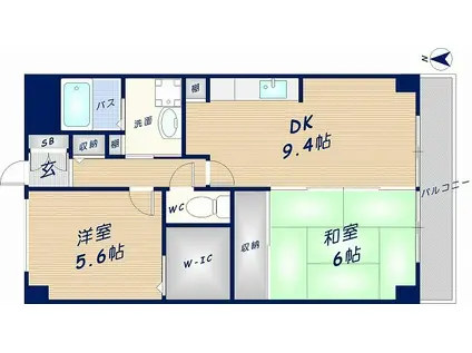 ミレニアムヴィラ(2DK/2階)の間取り写真