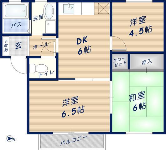 リバーハイツ(3DK/2階)の間取り写真