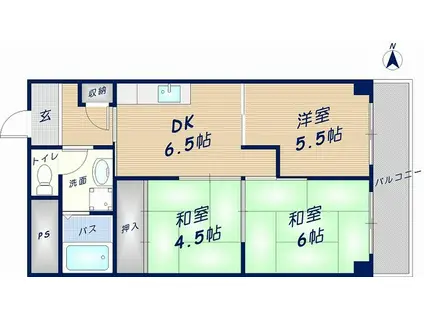 花園マンション巽(3DK/1階)の間取り写真
