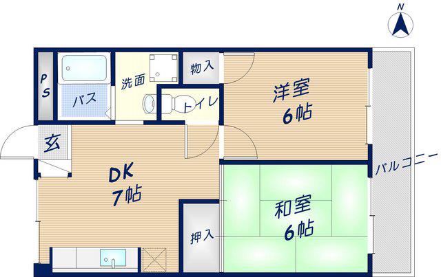 同仁マンション(2DK/1階)の間取り写真