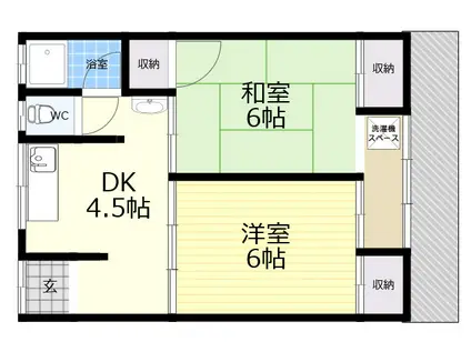 池島町柳生様文化(2DK/1階)の間取り写真