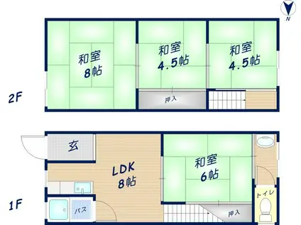溝畑様六万寺1丁目文化(4LDK/1階)の間取り写真
