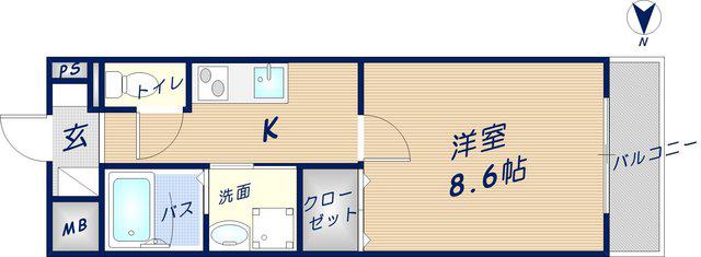 アーバンリブ(1K/5階)の間取り写真