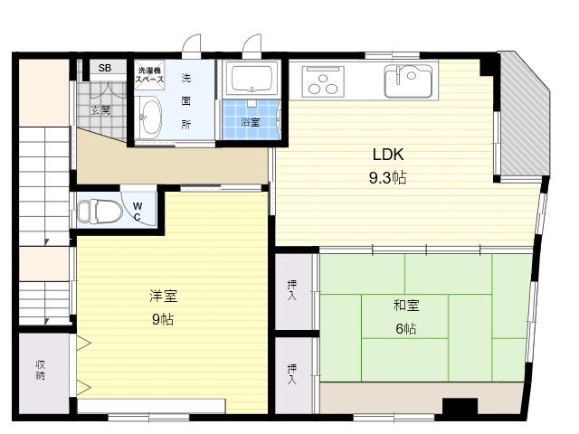 鷹殿HMSハウス(2LDK/2階)の間取り写真