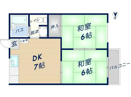 ヒルサイドテラス(2DK/1階)の間取り写真