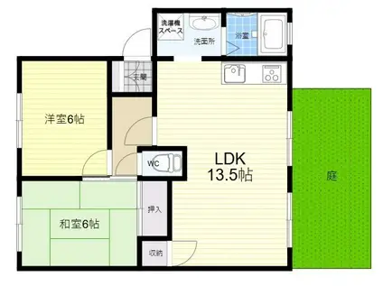メゾンウィステA棟(3DK/1階)の間取り写真
