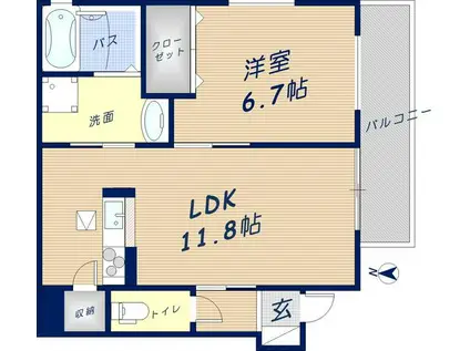 シャーメゾンリーフ1(1LDK/1階)の間取り写真