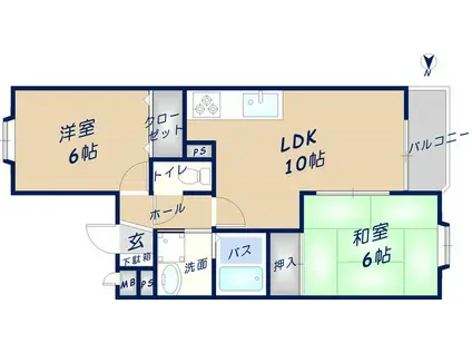 VILLA M′S(2LDK/3階)の間取り写真