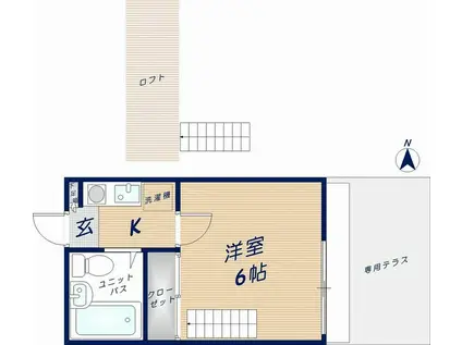 パレス瓢箪山(1K/1階)の間取り写真
