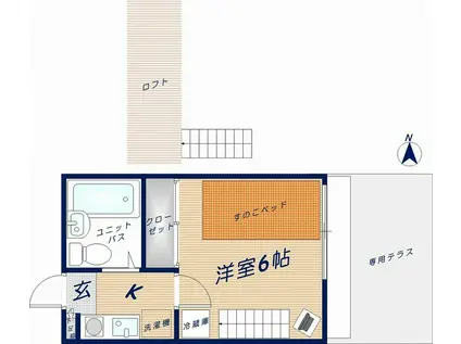 パレス瓢箪山(1K/1階)の間取り写真