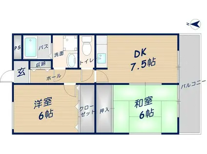 グリーンパーク(2DK/3階)の間取り写真