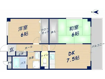 グリーンパーク(2DK/3階)の間取り写真