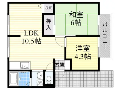ジョイフルコンフォートA棟(2LDK/1階)の間取り写真