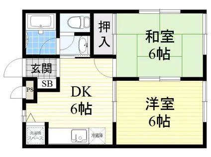 マノアール石切A棟(2DK/1階)の間取り写真