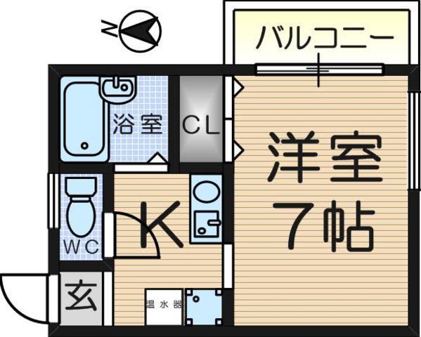 イングランドアベニューⅡ番館(ワンルーム/1階)の間取り写真