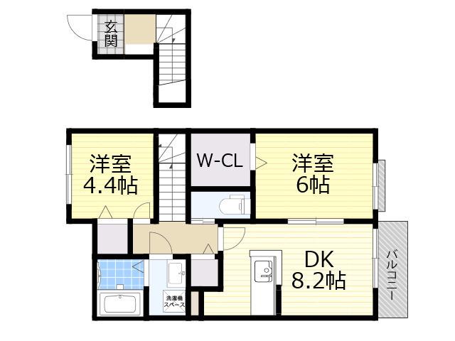 メゾン池島(2DK/2階)の間取り写真