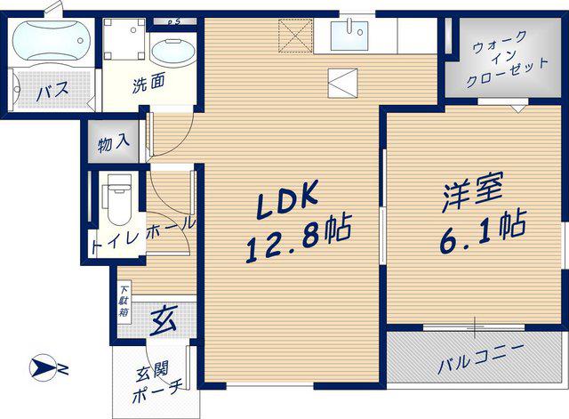クイーン・カーサ(1LDK/1階)の間取り写真