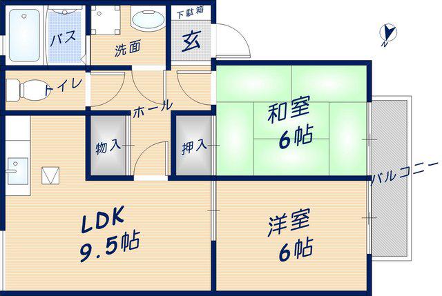 シルエーラ喜里川(2LDK/2階)の間取り写真